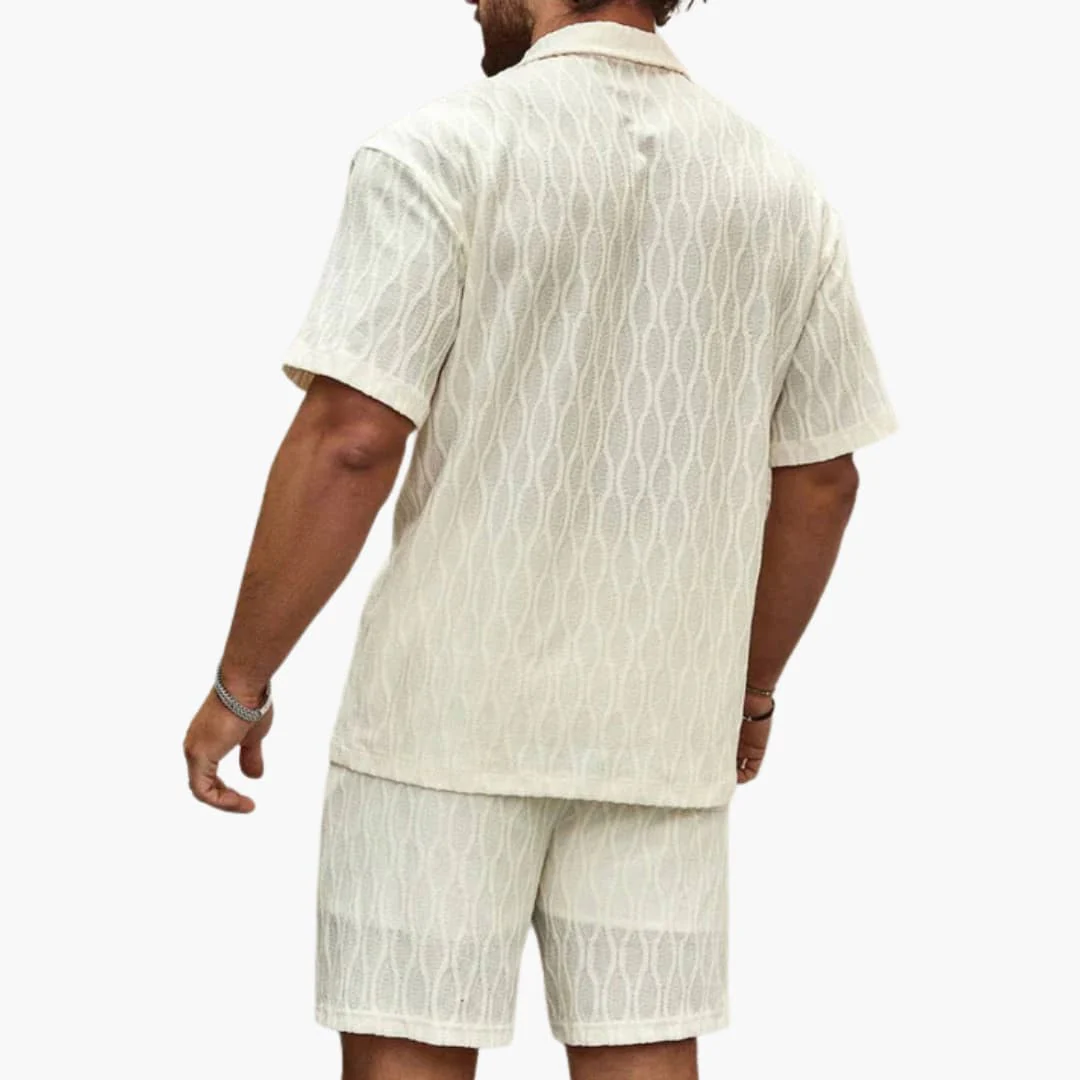 Herren Zweiteiler Set aus leichter Stoff mit Hemd und Shorts - Image 3