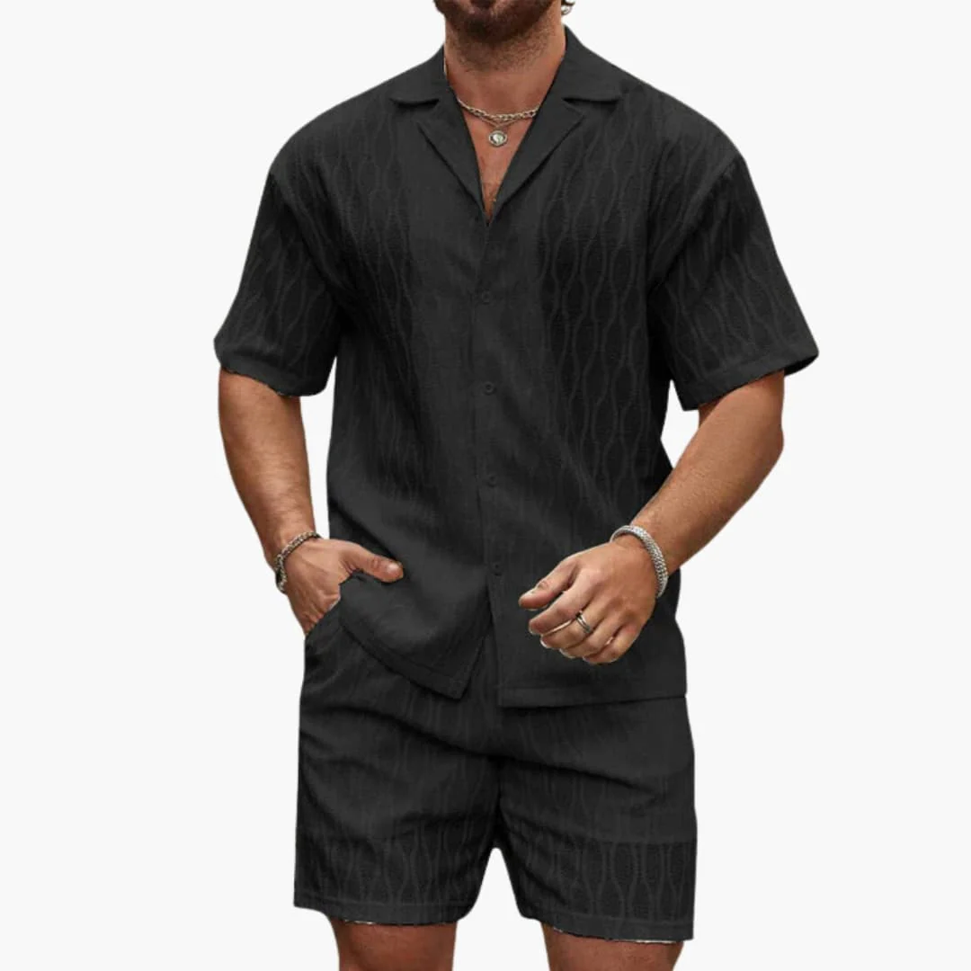 Herren Zweiteiler Set aus leichter Stoff mit Hemd und Shorts - Image 4