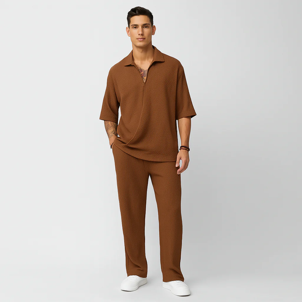 Herren-Zweiteiler – Stilvolles Casual-Outfit mit Langarmshirt und passender Hose - Image 3