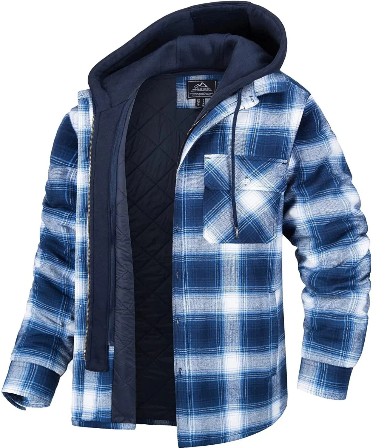 Herrenjacke mit Kapuze und Karomuster | Winter - Image 2