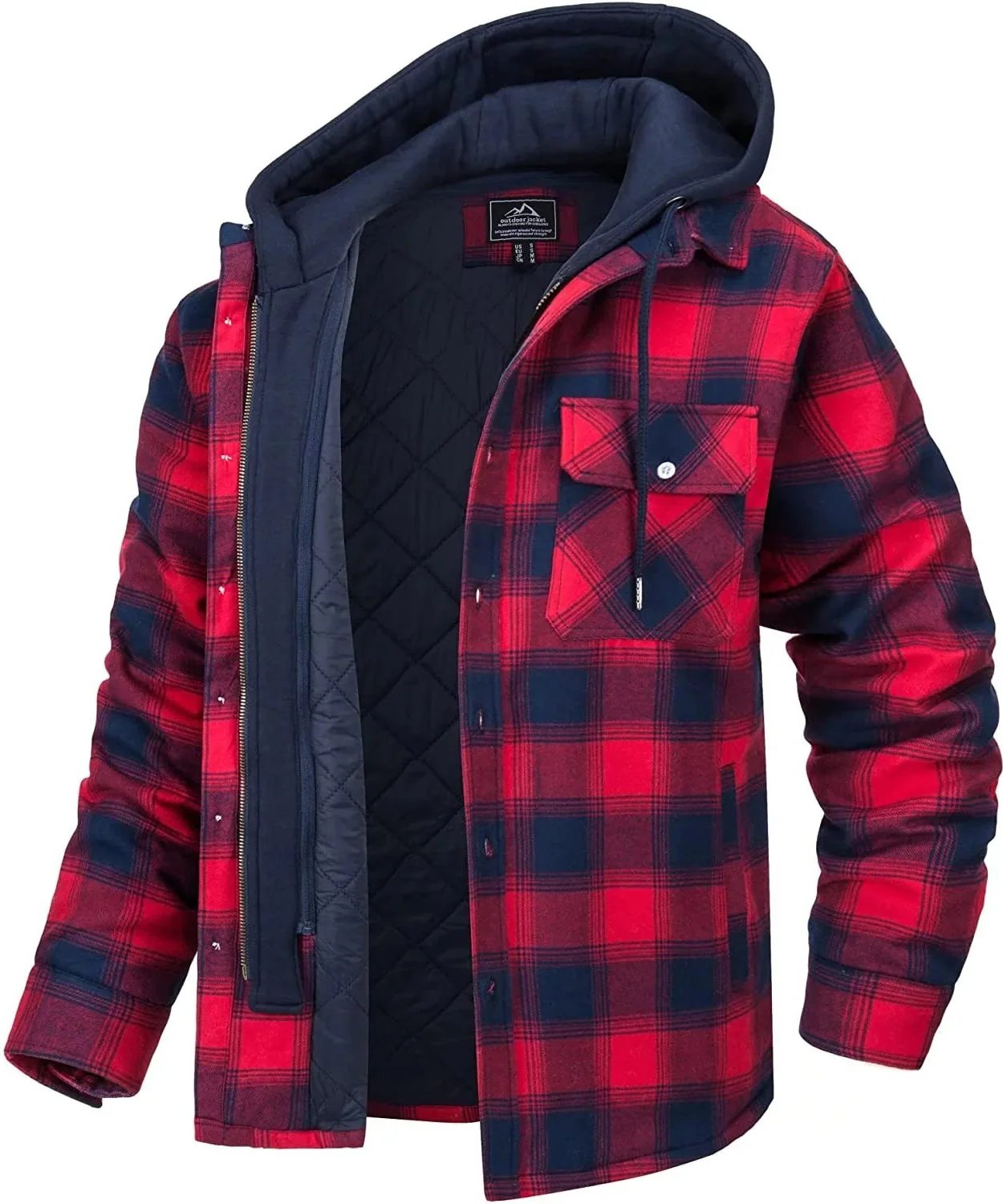 Herrenjacke mit Kapuze und Karomuster | Winter - Image 4