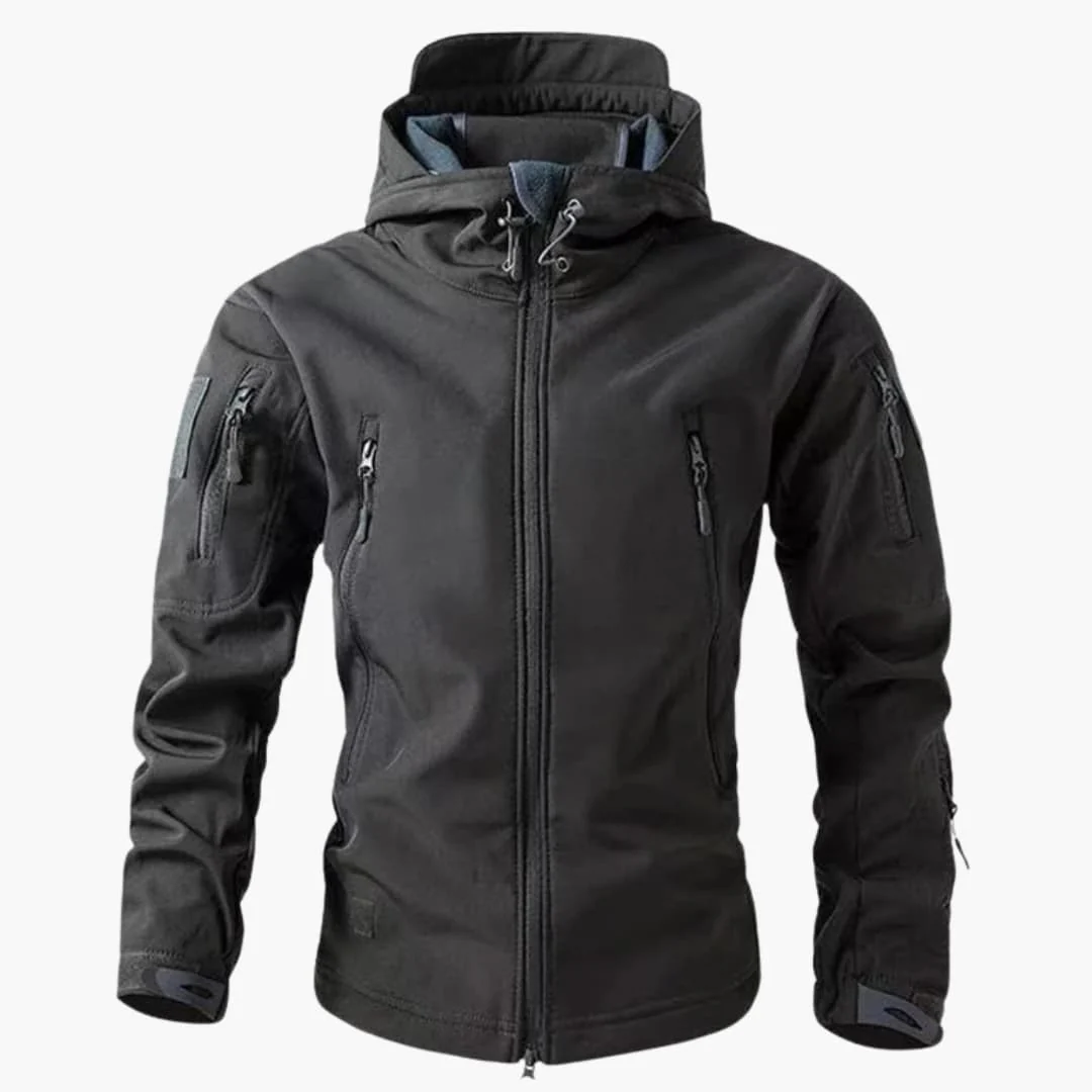 Herrenjacke mit Reißverschlusstaschen und Kapuze