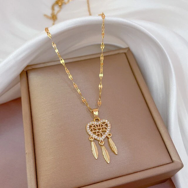 Herz- und Blätteranhänger mit Zirkonia in Gold und Silber