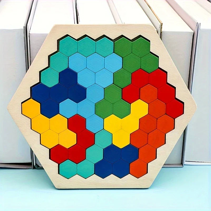 HexaFun 3D sechskantiges Holzpuzzlespiel – Pädagogisches STEM-Spielzeug für Kinder - Image 4