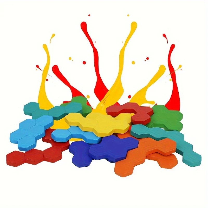 HexaFun 3D sechskantiges Holzpuzzlespiel – Pädagogisches STEM-Spielzeug für Kinder - Image 6