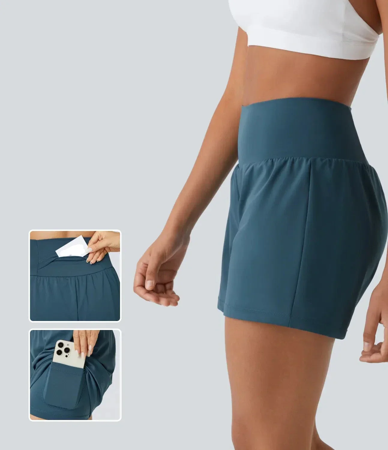 Hilara | 1-in-1 Yoga-Shorts mit hoher Taille, Gesäßtasche und Seitentasche - Image 7
