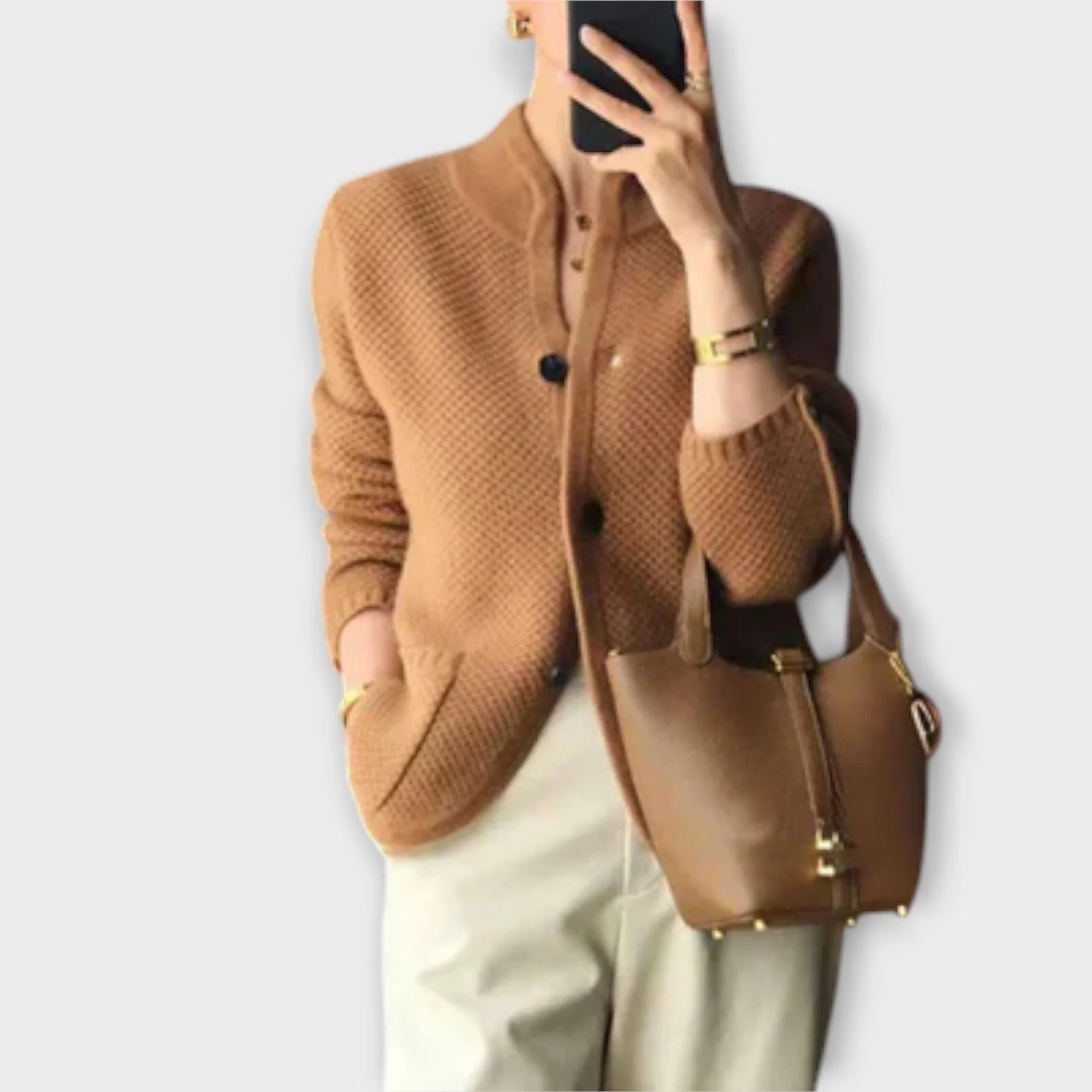 Hochgeschlossener Cardigan mit Knöpfen – Mühelose Eleganz - Image 2