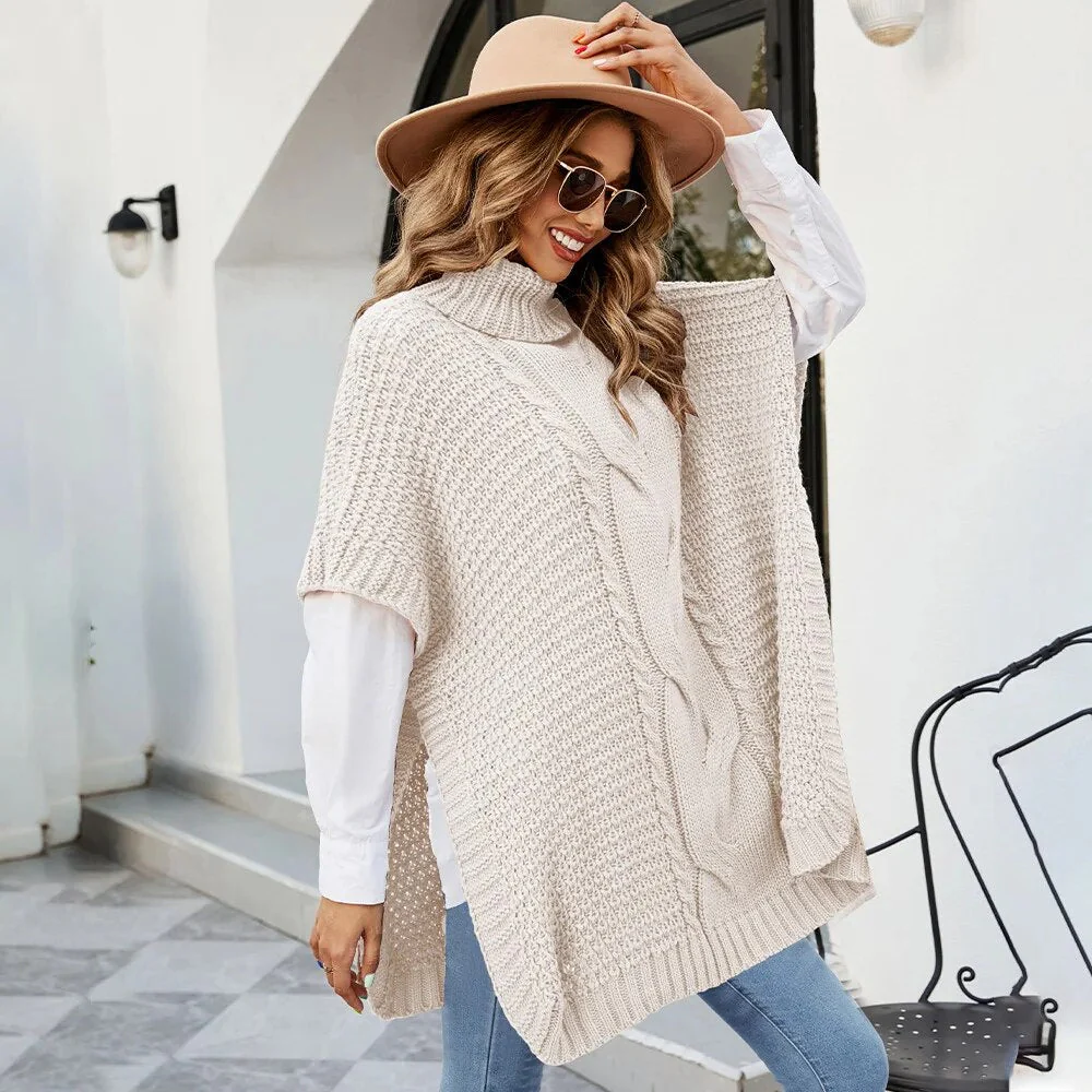 Hochgeschlossener Twist-Schal Pullover mit lockerem Rundhalsausschnitt - Image 2