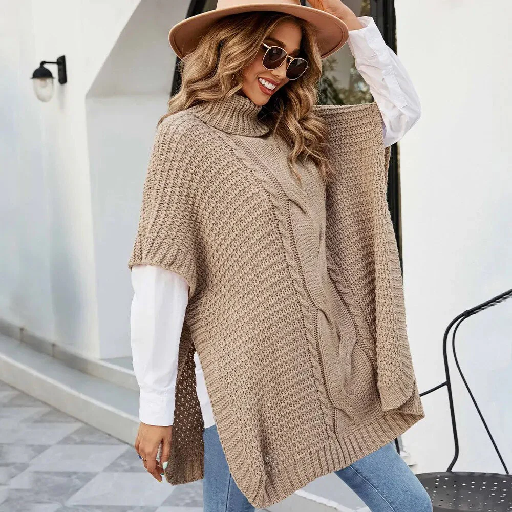 Hochgeschlossener Twist-Schal Pullover mit lockerem Rundhalsausschnitt - Image 3