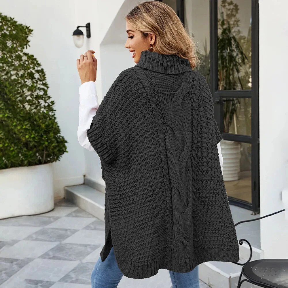 Hochgeschlossener Twist-Schal Pullover mit lockerem Rundhalsausschnitt - Image 4