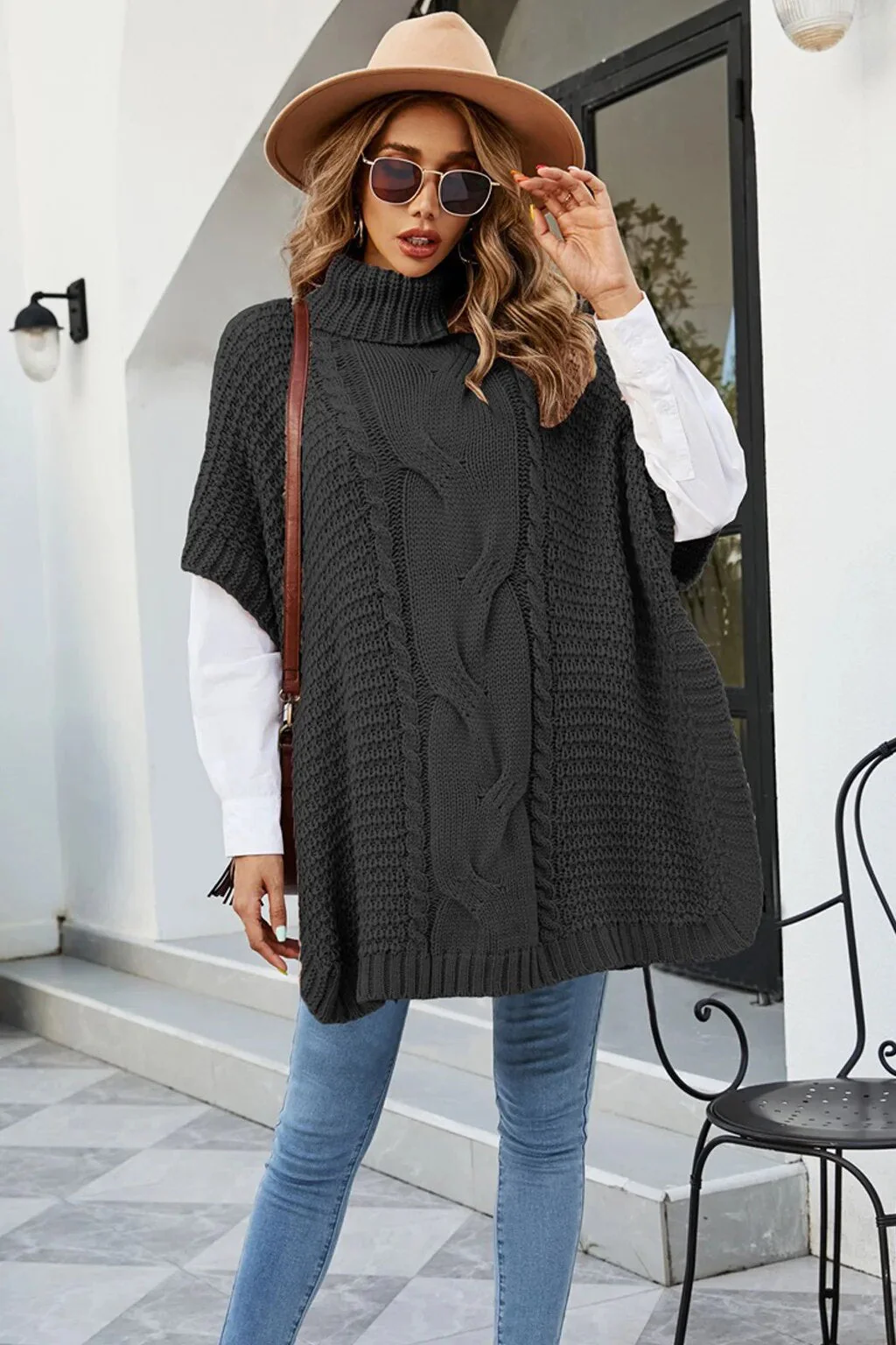 Hochgeschlossener Twist-Schal Pullover mit lockerem Rundhalsausschnitt - Image 6