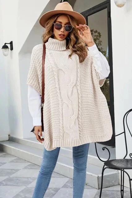 Hochgeschlossener Twist-Schal Pullover mit lockerem Rundhalsausschnitt - Image 7