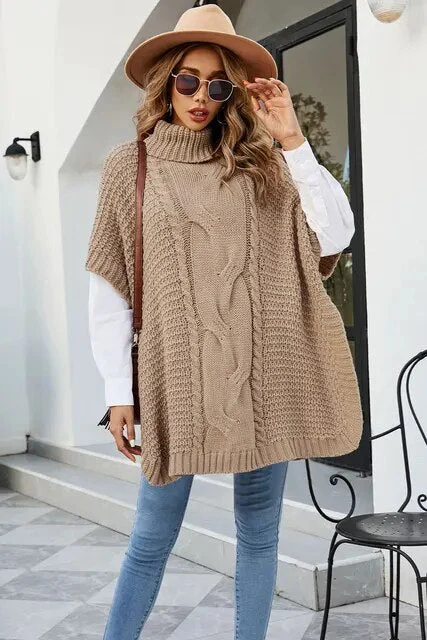 Hochgeschlossener Twist-Schal Pullover mit lockerem Rundhalsausschnitt - Image 9