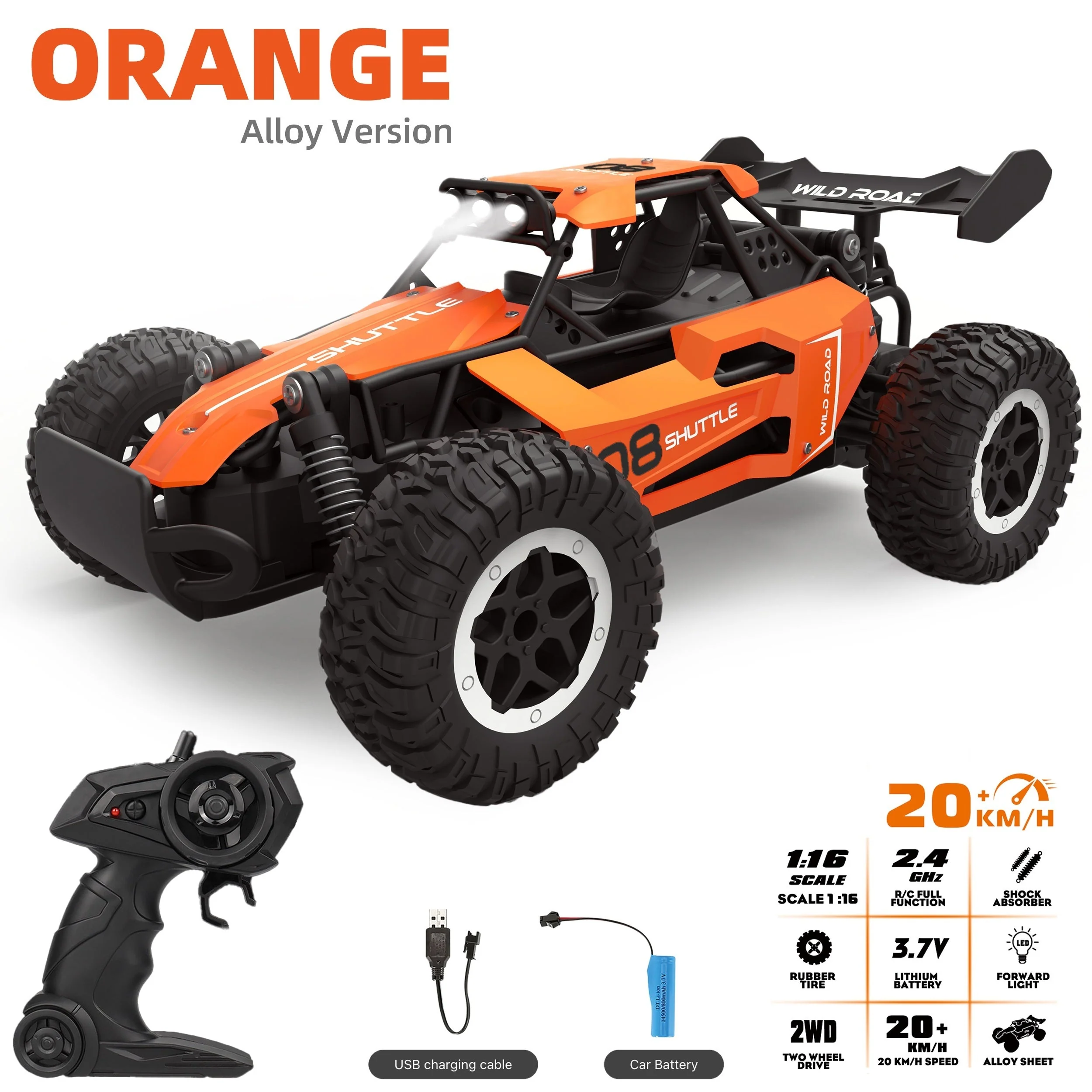 Hochgeschwindigkeits-RC-Auto aus Aluminiumlegierung – Offroad-Rennfahrzeug mit Fernsteuerung für Kinder