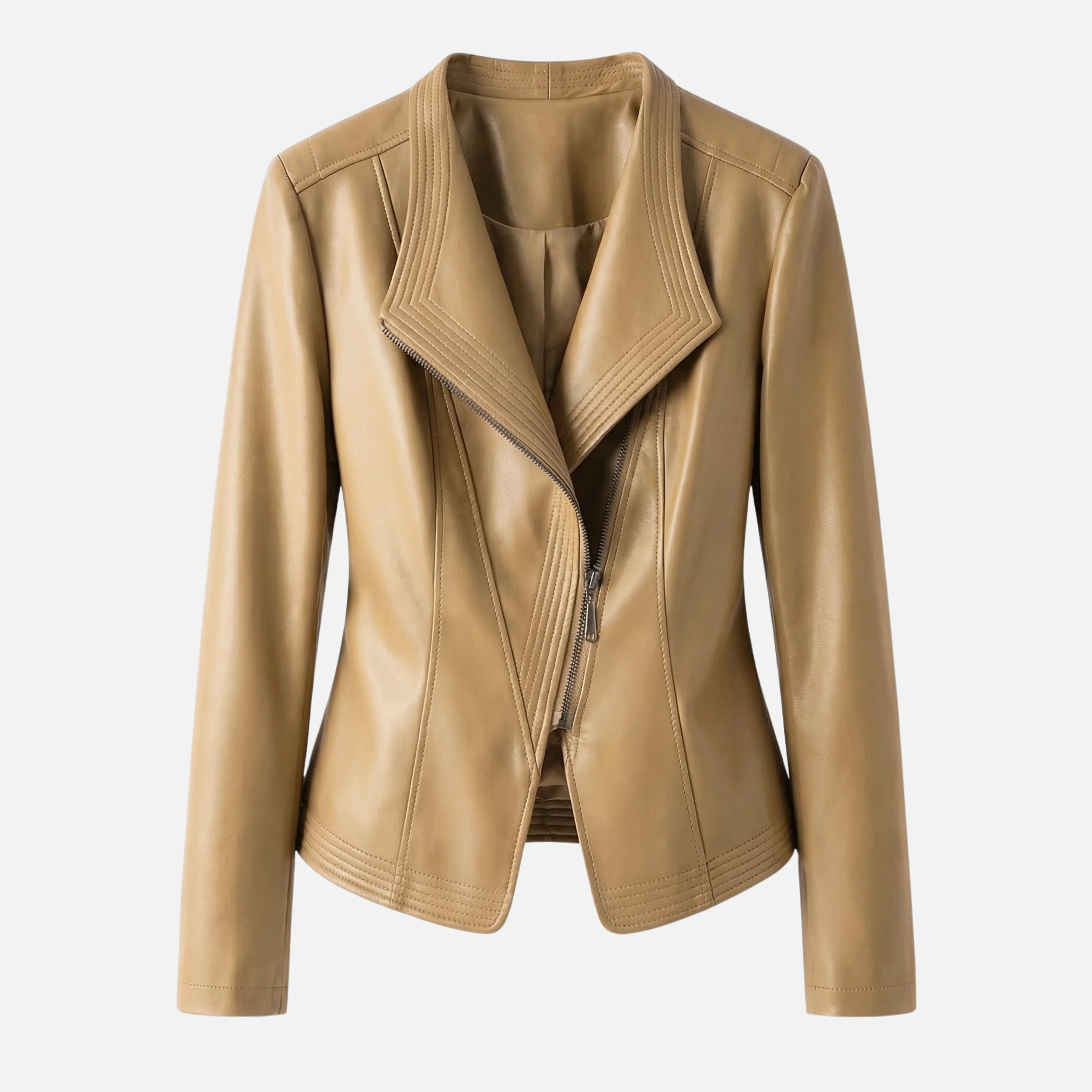 Yvette | Damen Hochglänzende Taillierte Kunstlederjacke Breites Revers – PU Leder Jacke - Image 11