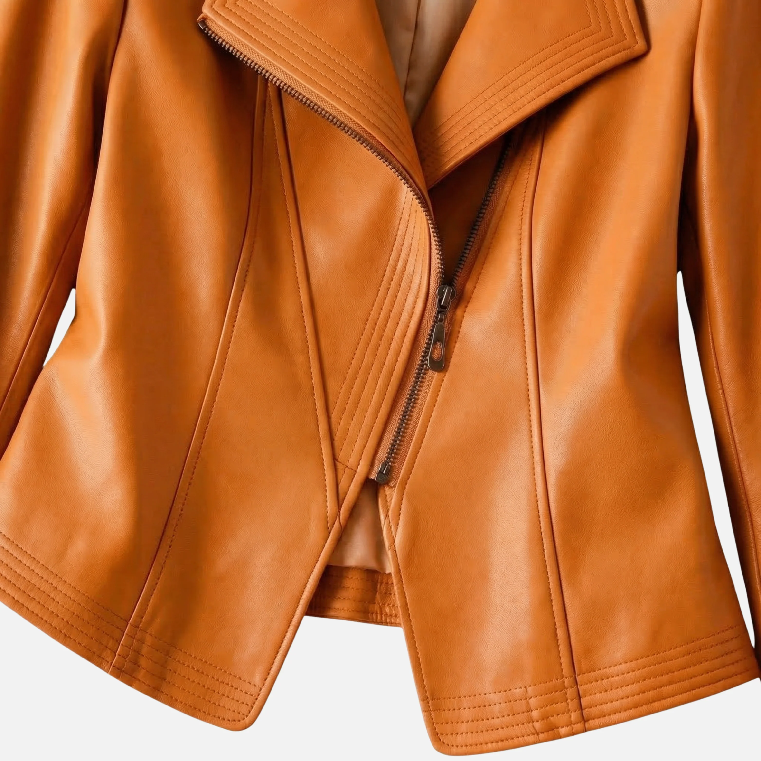 Yvette | Damen Hochglänzende Taillierte Kunstlederjacke Breites Revers – PU Leder Jacke - Image 4