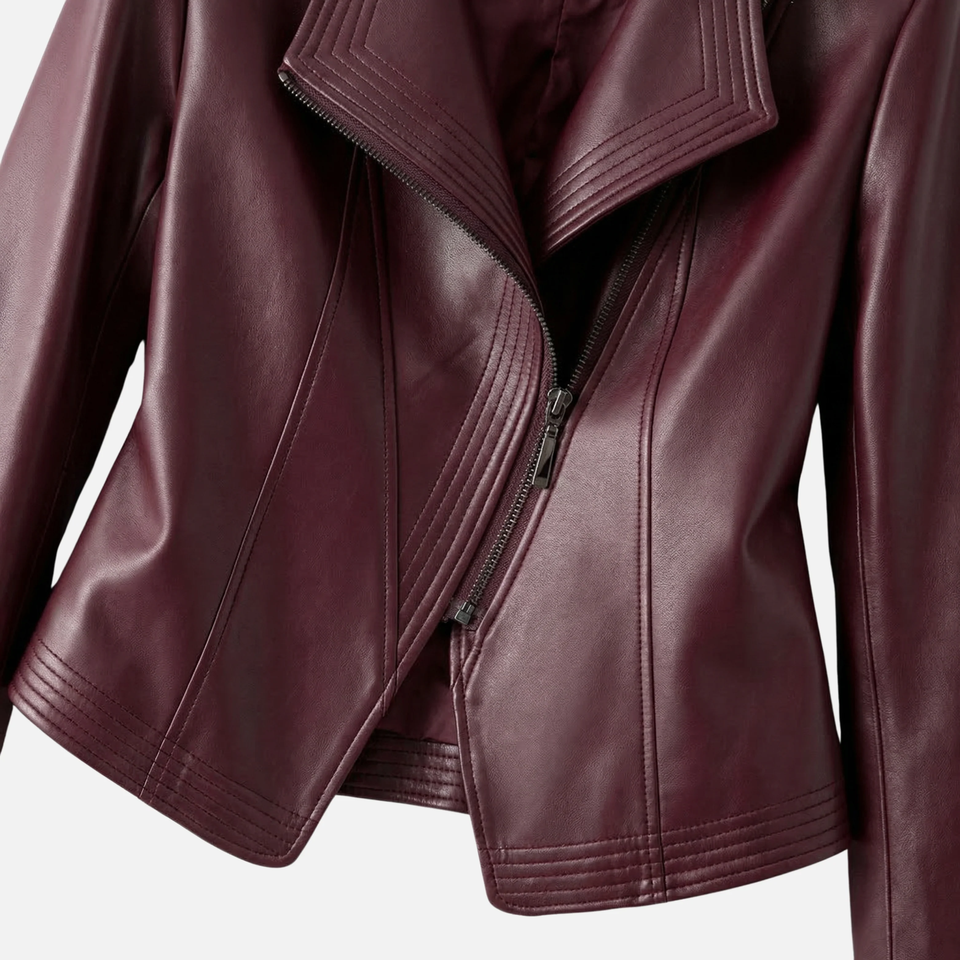 Yvette | Damen Hochglänzende Taillierte Kunstlederjacke Breites Revers – PU Leder Jacke - Image 6