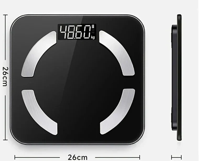 Hochpräziserter digitaler Körperfettwaage mit HD-Anzeige – Misst Gewicht, BMI, Körperfett, Muskelmasse und Wasseranteil - Image 4