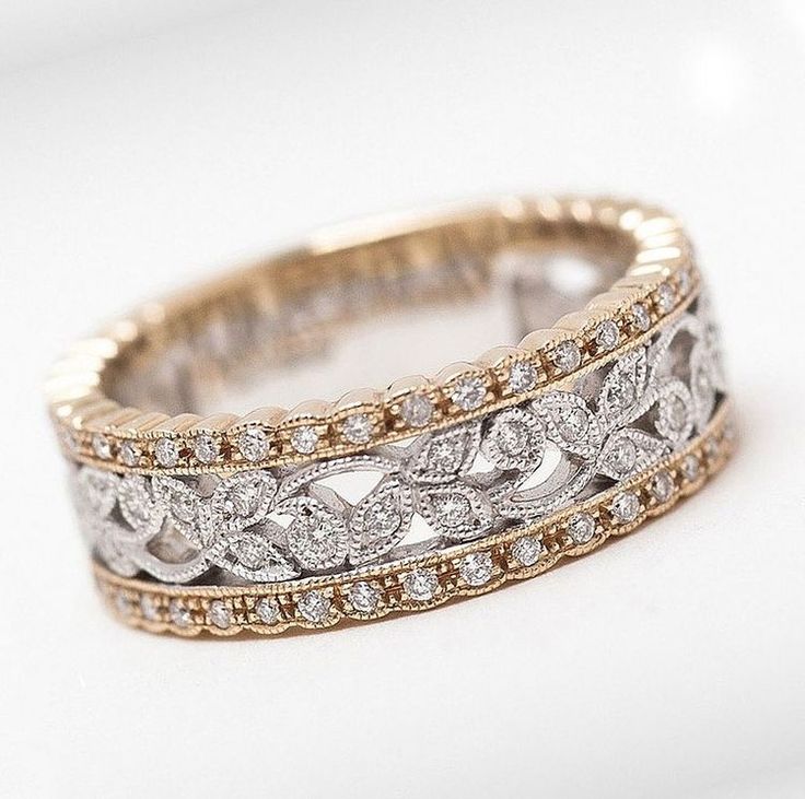 Hohlbrillantring aus Gold und altem Silber