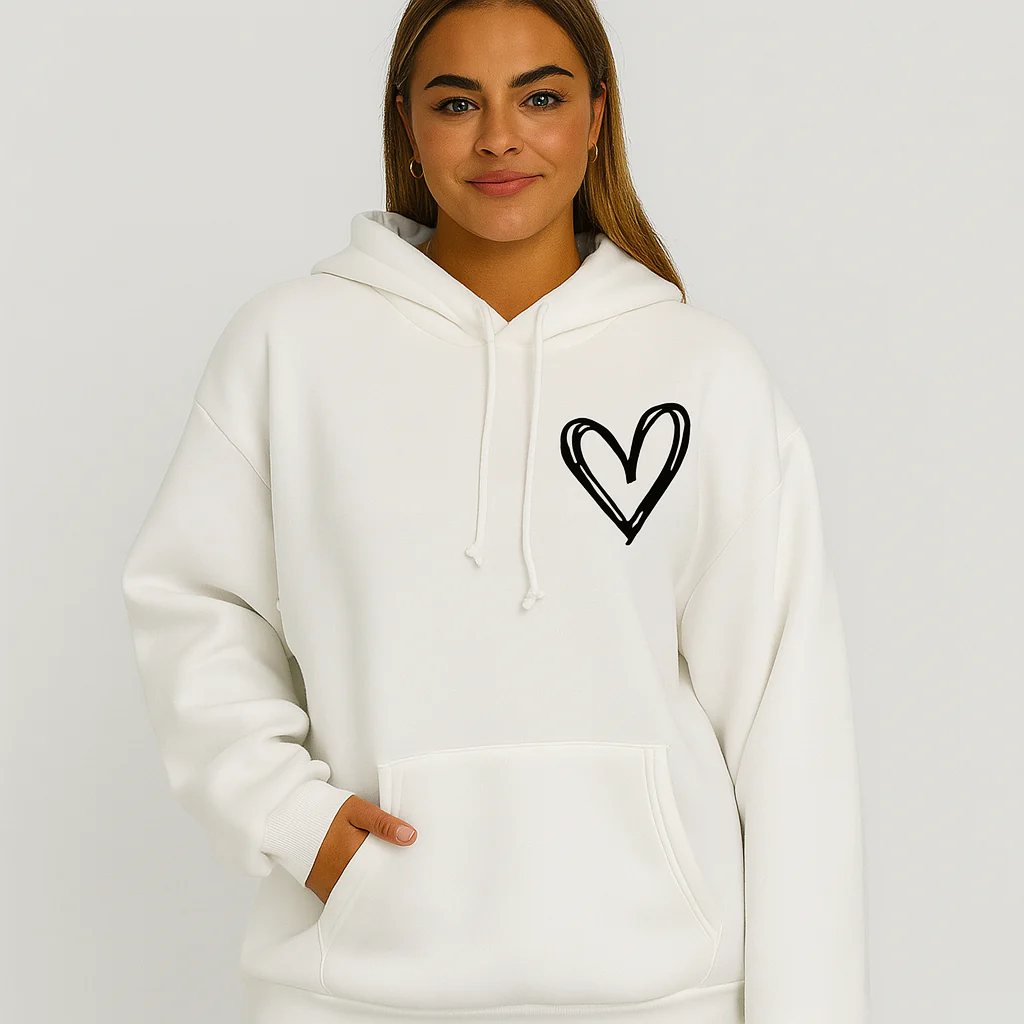Hoodie mit Herz-Print – Weiche Baumwollmischung – Stylisch & Bequem