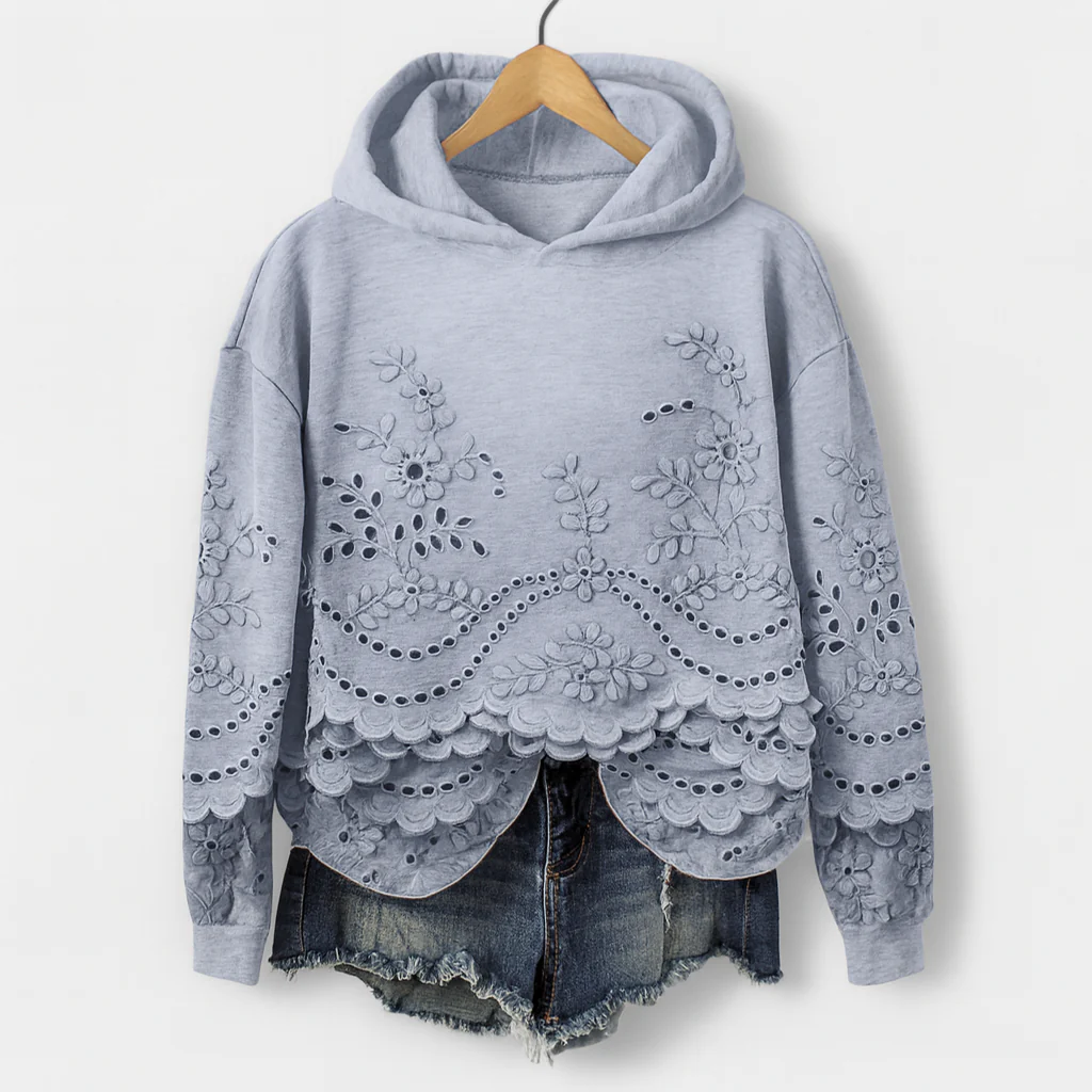 Hoodie mit Spitzenbesatz – Gemütlichkeit trifft auf femininen Charme - Image 2