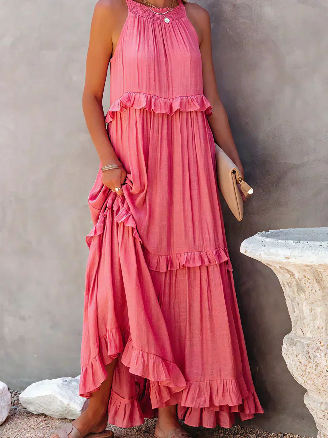 Ilona - HALTERNECK-KLEID MIT RÜSCHEN UND TASCHEN - Image 5