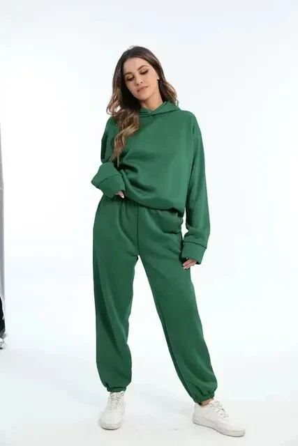 Indigo farbenes set aus kapuzenpullover und jogginghose für damen - Image 2