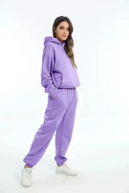 Indigo farbenes set aus kapuzenpullover und jogginghose für damen - Image 3
