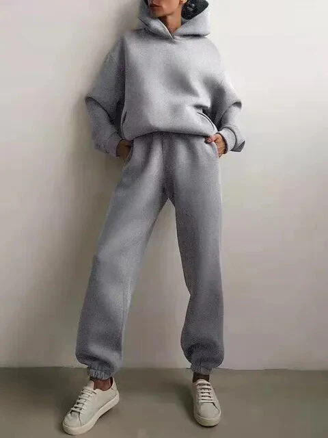 Indigo farbenes set aus kapuzenpullover und jogginghose für damen - Image 4