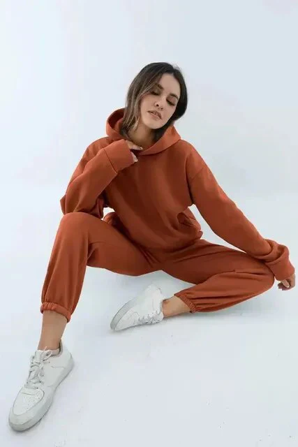 Indigo farbenes set aus kapuzenpullover und jogginghose für damen - Image 6