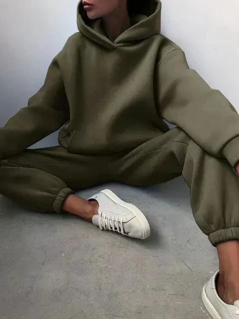 Indigo farbenes set aus kapuzenpullover und jogginghose für damen - Image 7