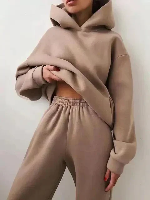 Indigo farbenes set aus kapuzenpullover und jogginghose für damen - Image 9
