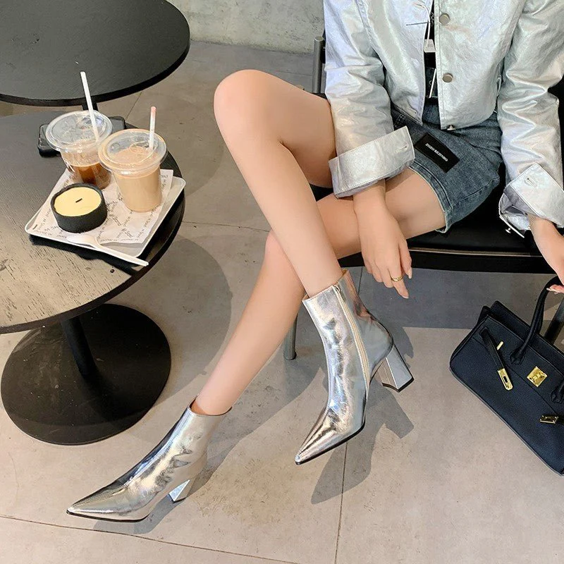 Inez Metallic-Stiefeletten