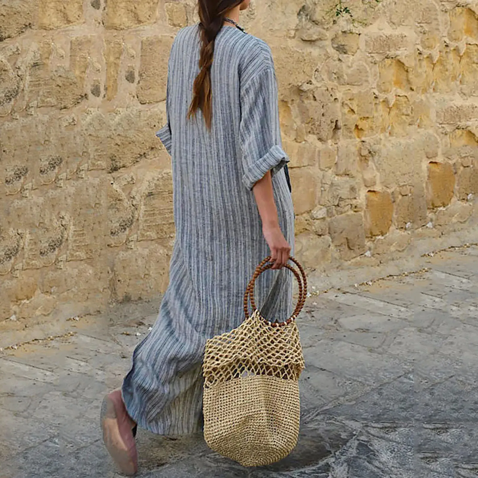 Ingeborg™ | Gestreiftes Vintage-Maxikleid