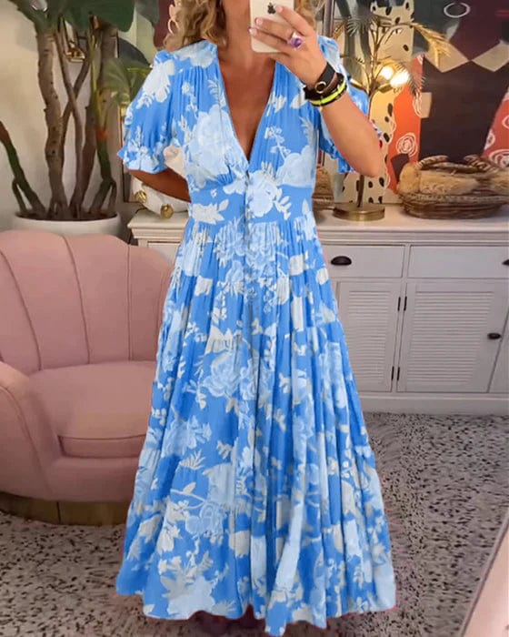Isabeau - Bequemes langes Kleid mit V-Ausschnitt und Taschen - Image 9