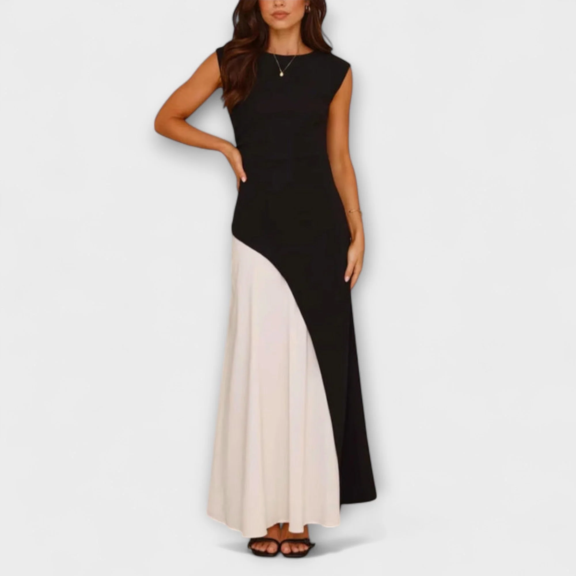 Isabel - Monochrome Color Block Waist Dress - Image 3