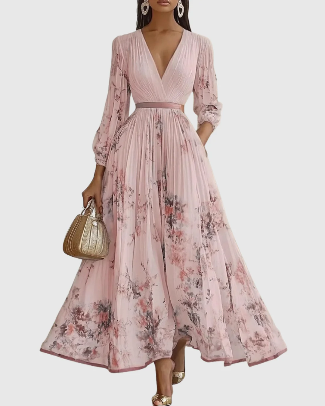 Isabella | Damen Ärmelloses Geplissiertes Blumen Midi Kleid - Image 13