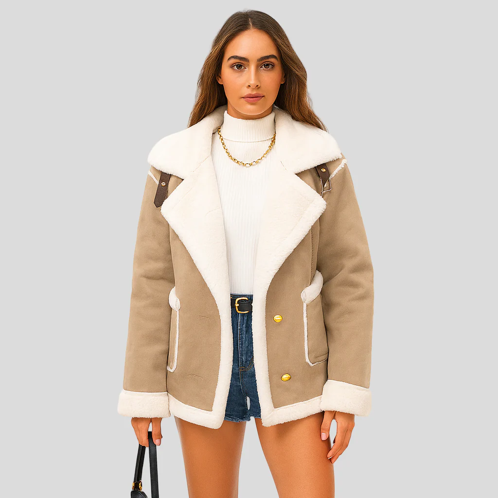 Isabella | Plüschige Winterjacke mit Knopfverschluss und Revers - Image 3