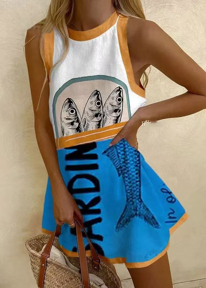 Isoria  | Mini-Kleid mit blassem blauer Prägung