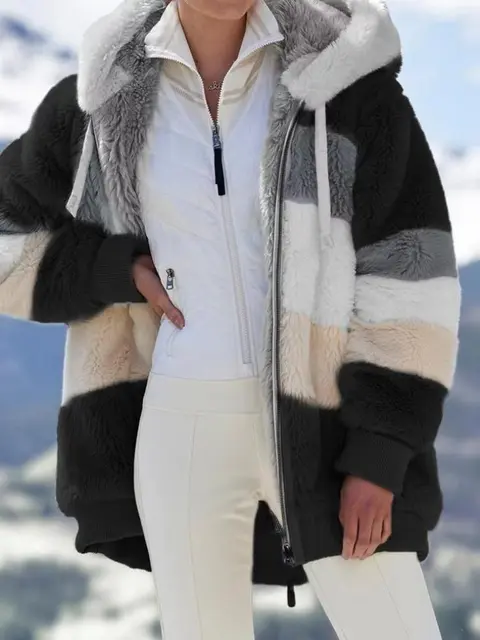 Jacke mit Kapuze und Kordelzug aus Kunstfell - Image 7