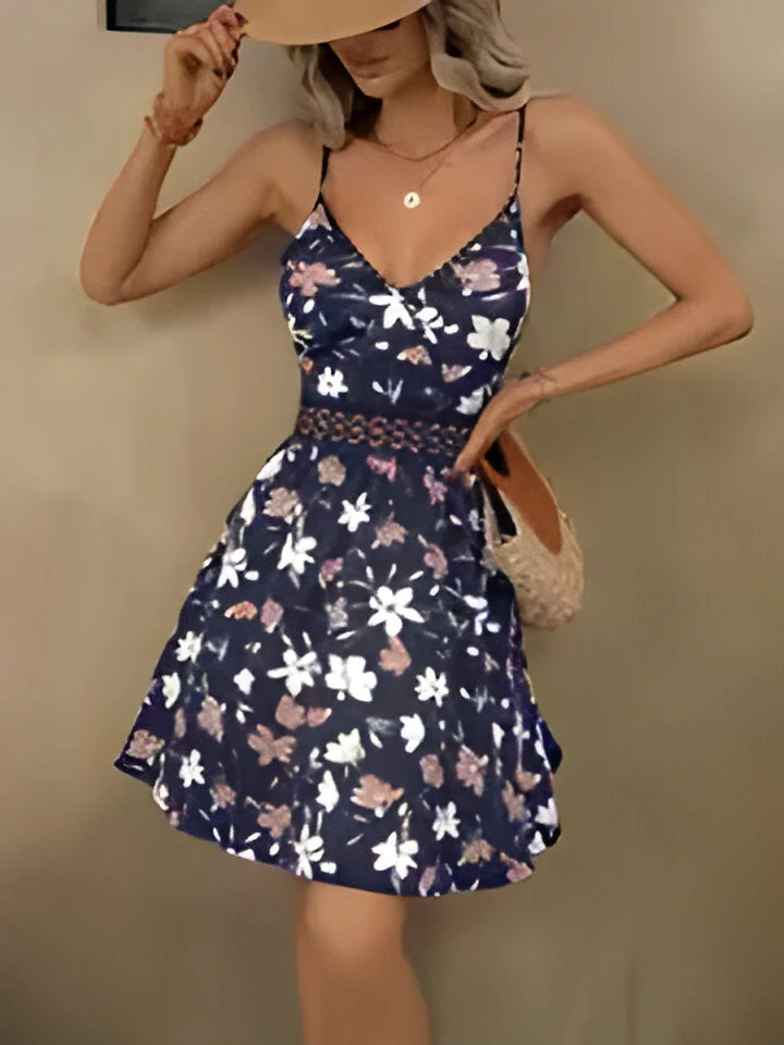 Jacqueline | Elegantes Urlaubsstil Damen Spitze Patchwork Spaghettiträger Kleid - Image 5
