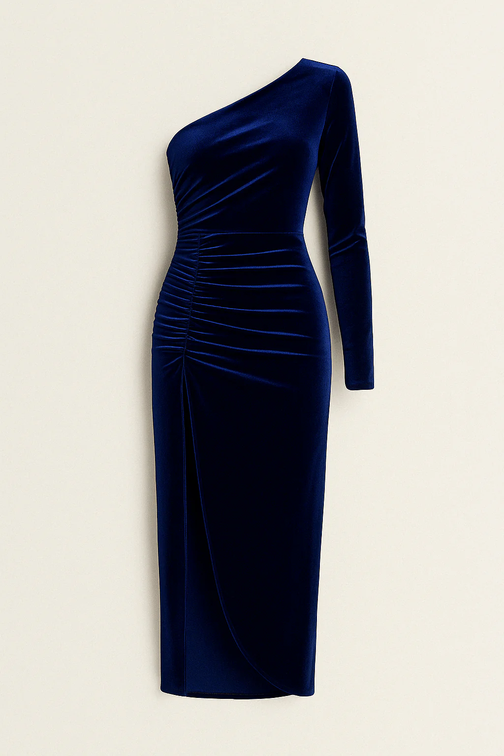Jade Ein-Schulter-Midikleid aus Samt mit Rüschen - Image 2