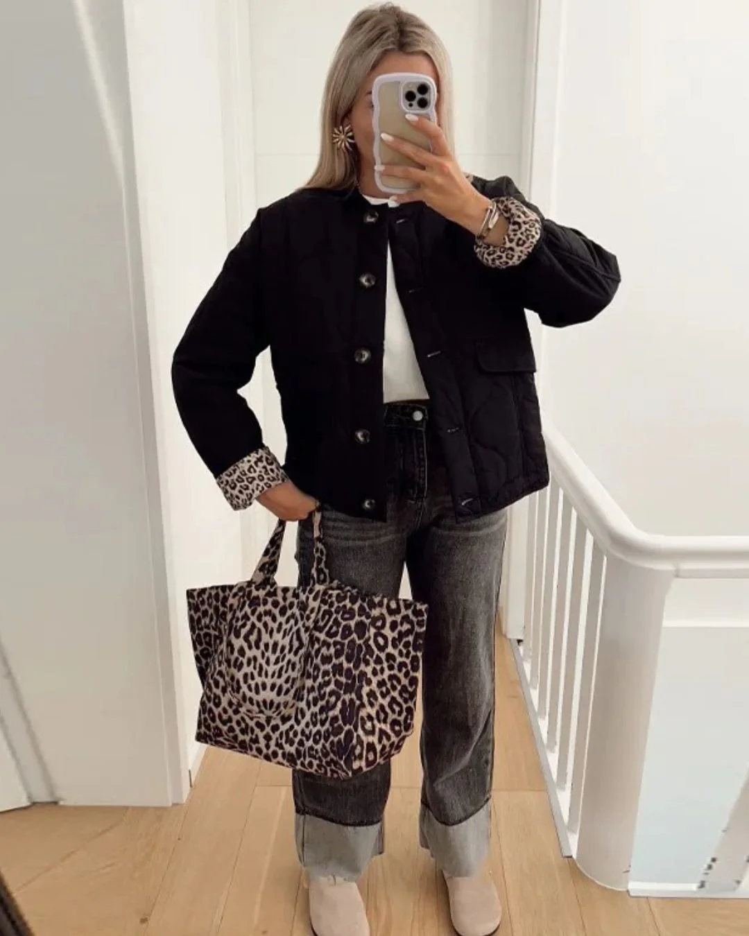 Jaerene – Elegante Jacke Mit Leoparden Muster Und Futter - Image 6