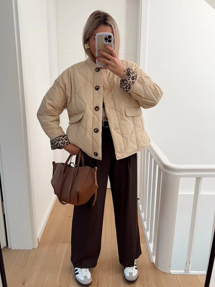 Jaerene – Elegante Jacke Mit Leoparden Muster Und Futter - Image 7