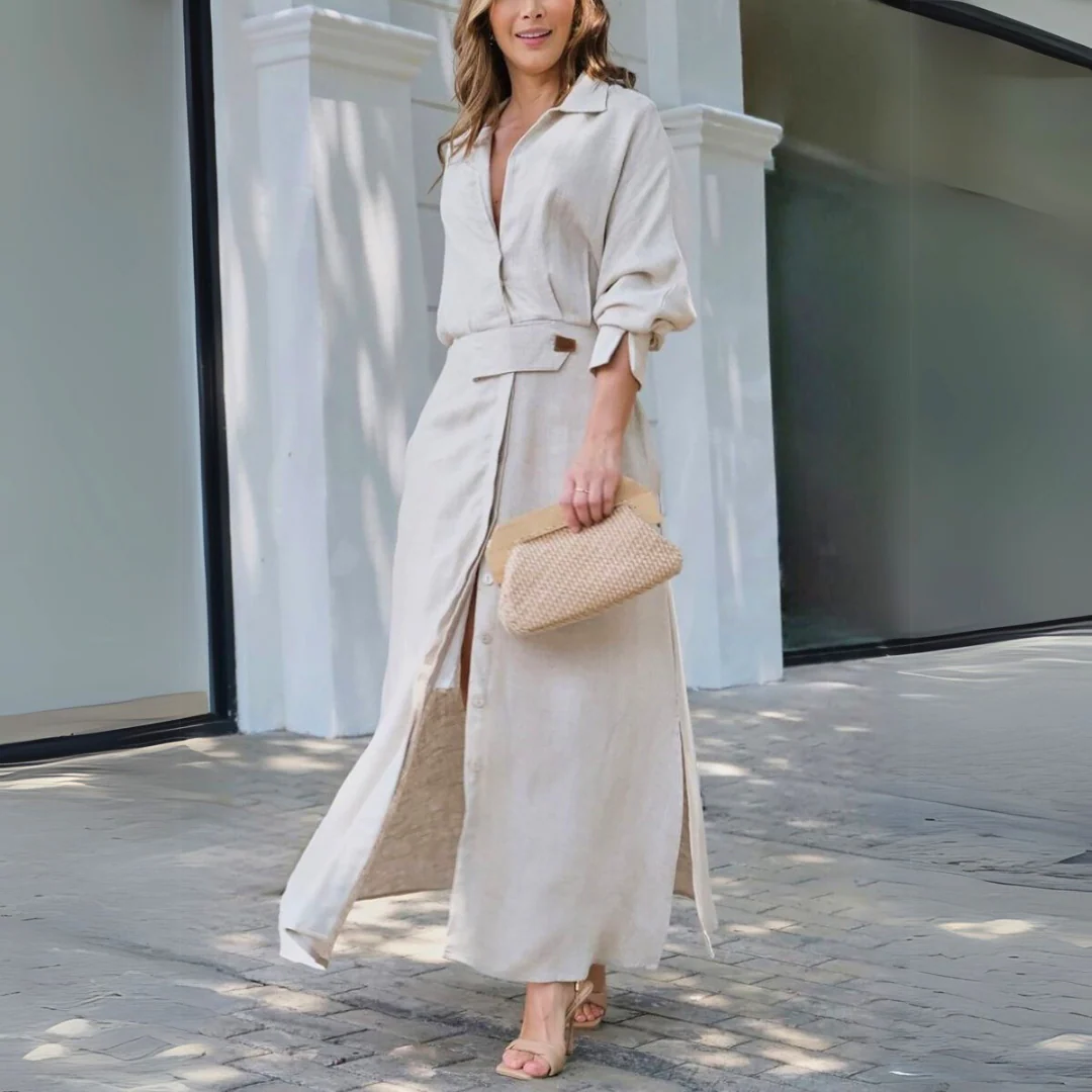 Jeanette™ | Elegantes Maxikleid mit V-Ausschnitt
