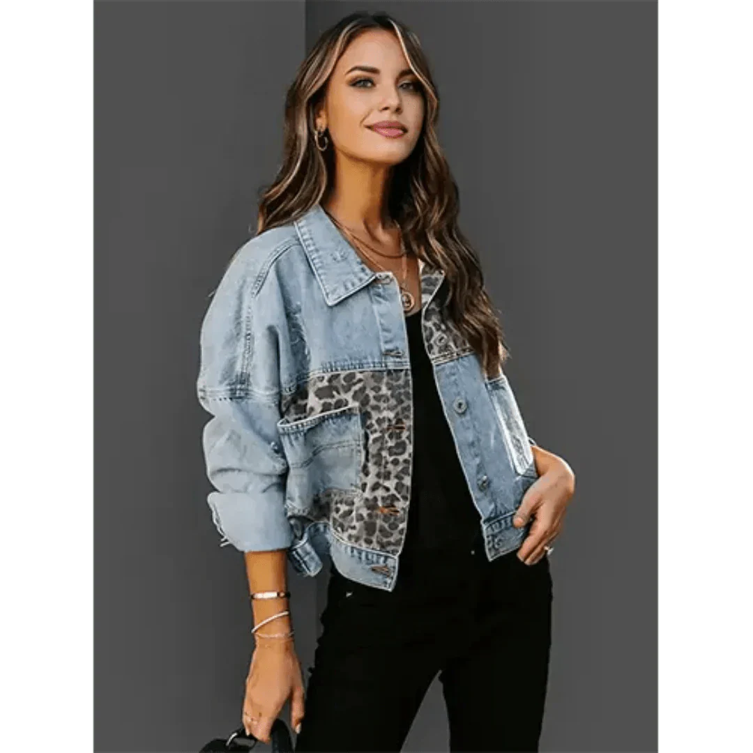 Jeanina Denim-Jacke mit Leoparden-Akzenten - Image 3