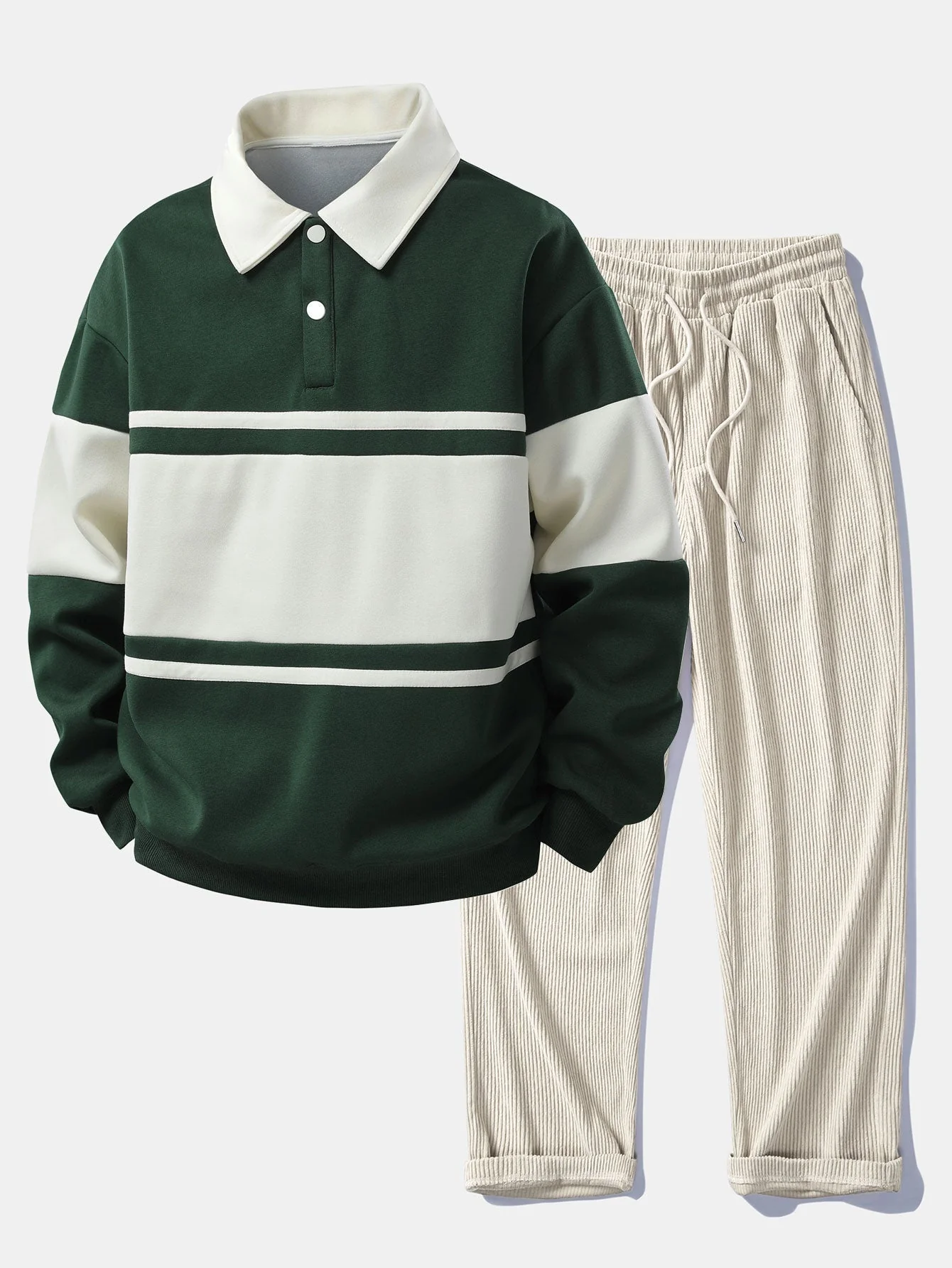 Jefro – Sweatshirt Mit Farbblock Und Cord Hose - Image 6