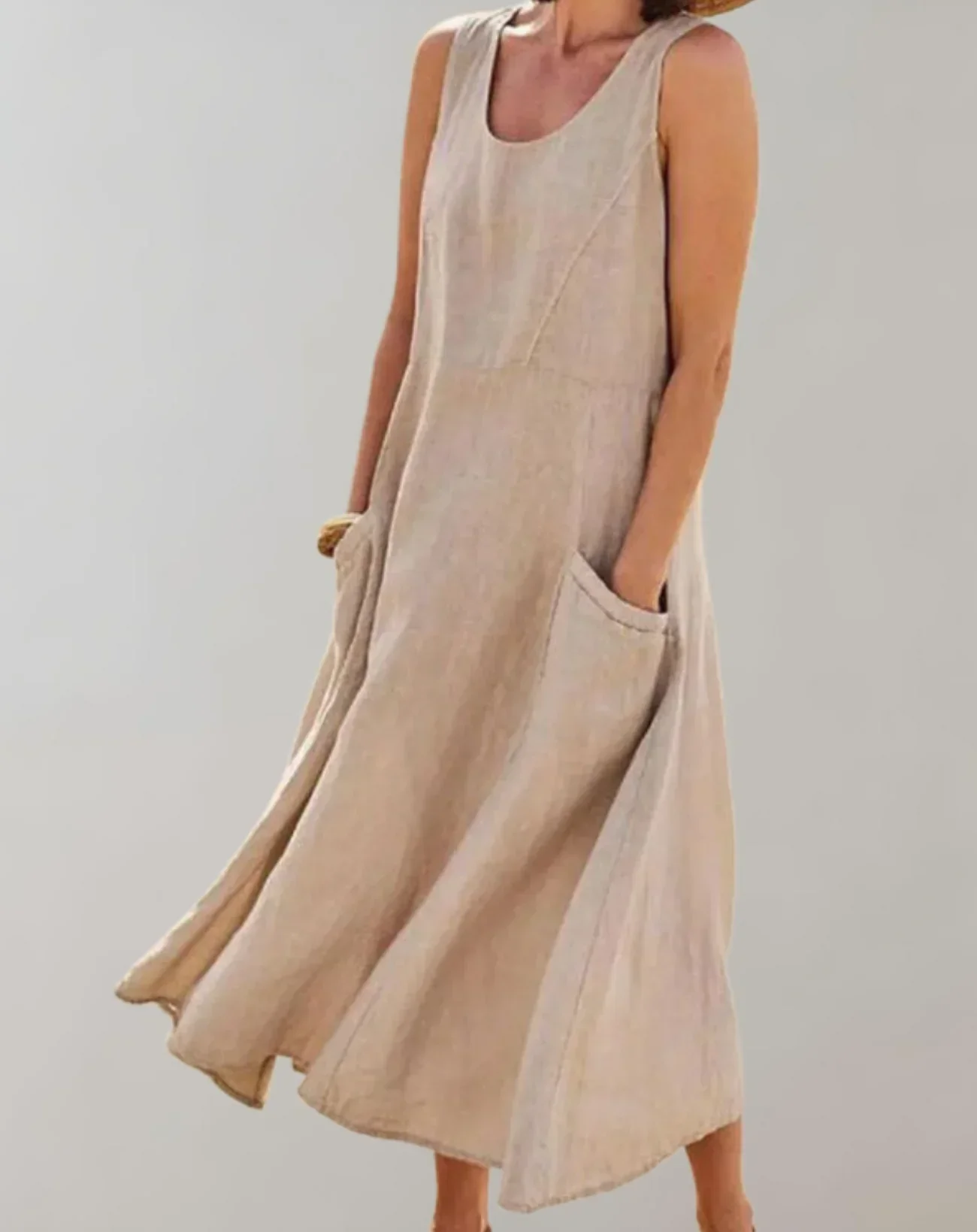 Jolie – Ärmelloses Midikleid aus Baumwollleinen - Image 4