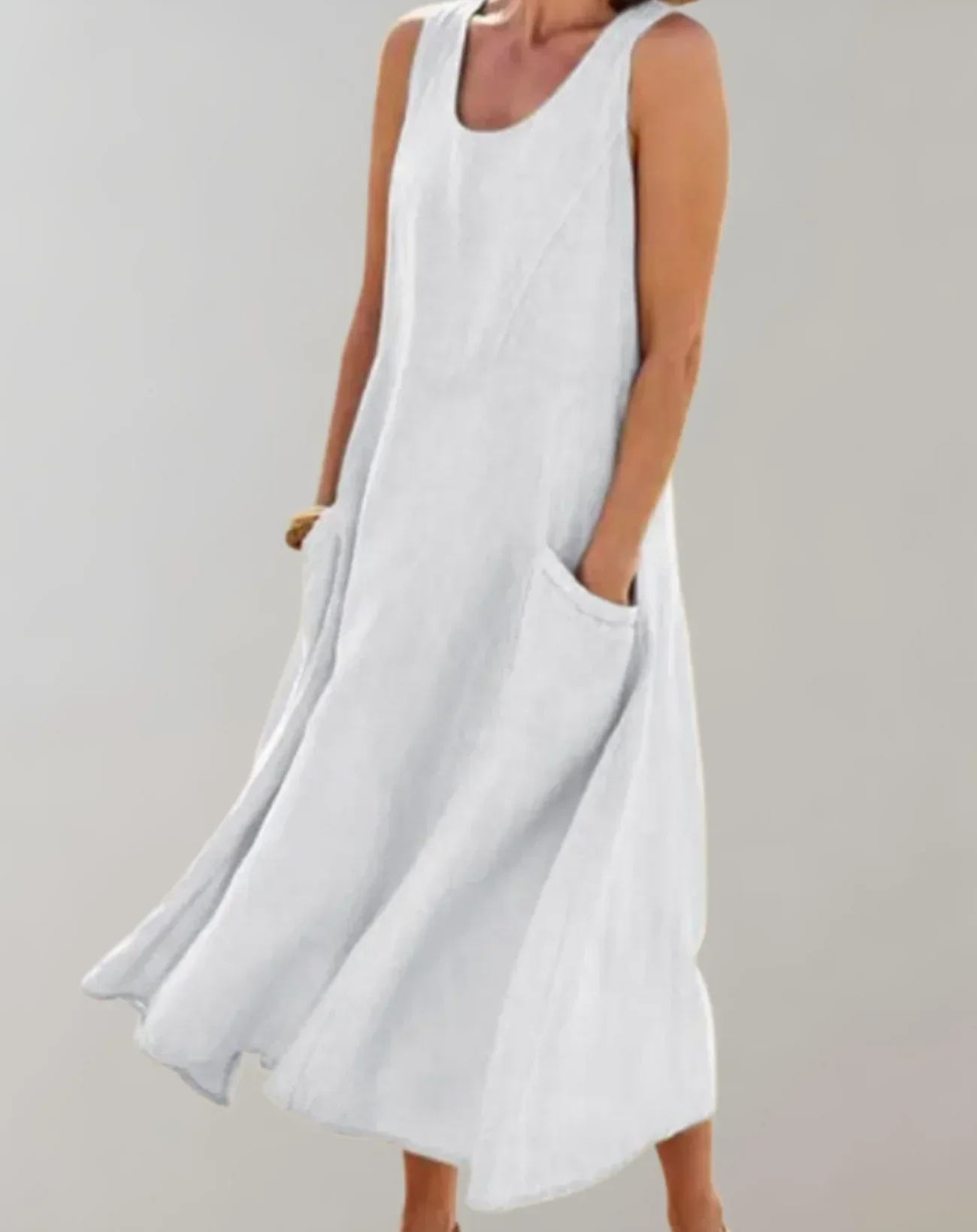 Jolie – Ärmelloses Midikleid aus Baumwollleinen - Image 5