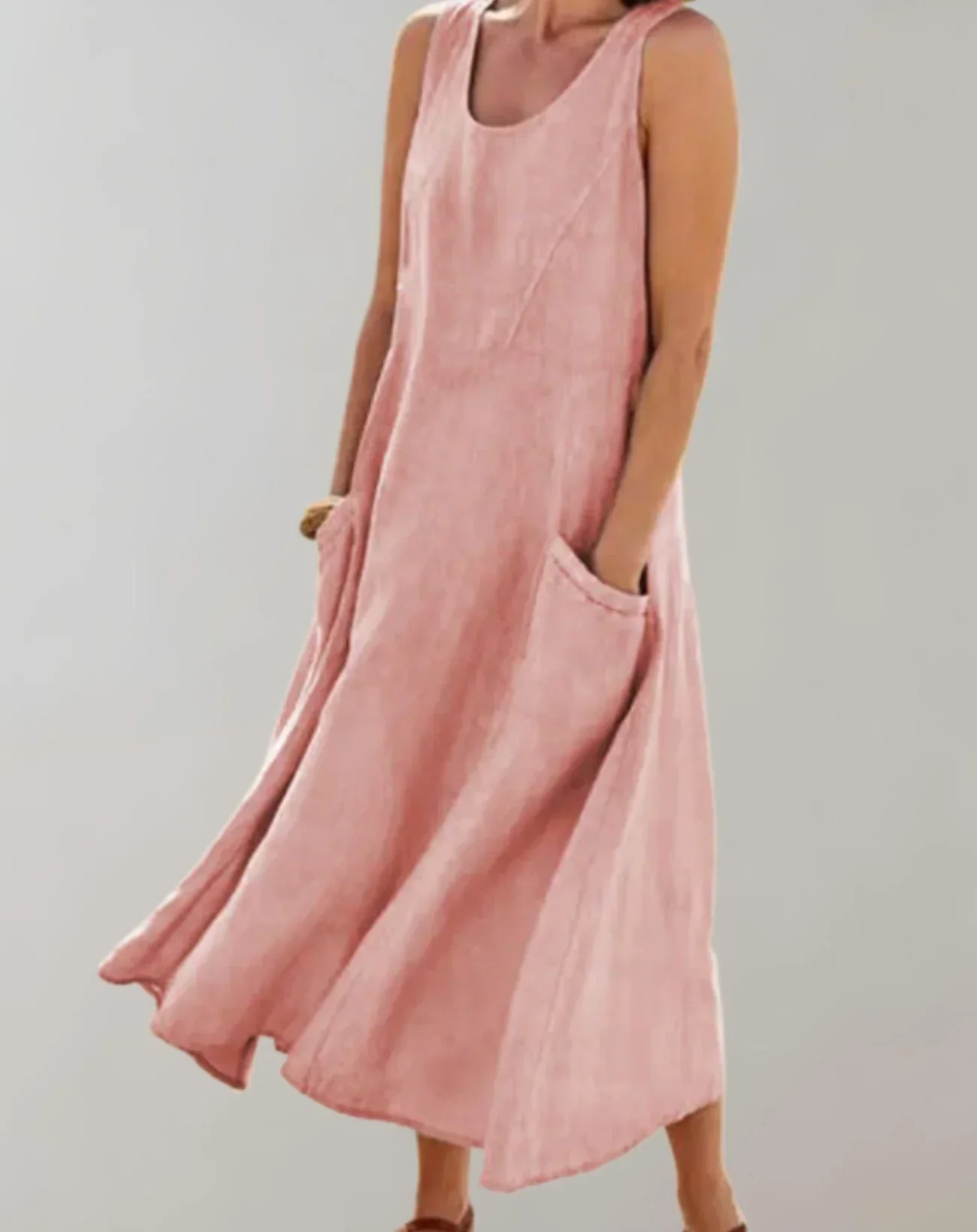Jolie – Ärmelloses Midikleid aus Baumwollleinen - Image 7
